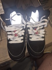 Air Jordan 5 Reimagined Mid Sneakers Black White Red Lace Up 759376-001 SZ 4Y