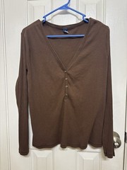 Old Navy Ribbed Henley Top Womens XL Cozy Long Sleeve
