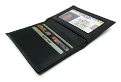 Black Genuine Leather Men’s Bifold Wallet Thin Credit Card ID Holder