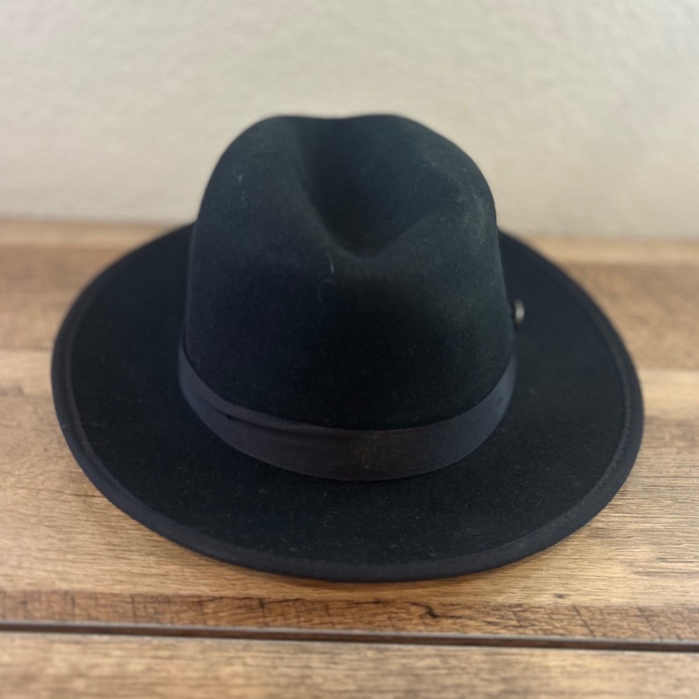 Bruno Capelo Princeton Collection Black Australian Wool Fedora Hat Medium