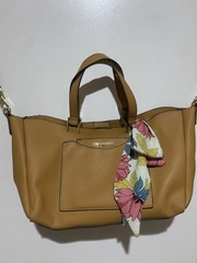Steve Madden Pebbled Faux Leather Satchel Tote Crossbody Purse Floral Scarf