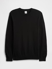 Gap Sweater Mens Small Black 100% Cotton Crewneck Tight Knit Soft Pullover New