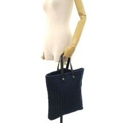 Hermes Amedaba GM Tote Bag Handbag Navy Indigo Canvas Leather W11.8xH15.7in 99