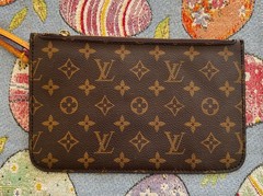 Louis Vuitton Monogram Brown Zip Wristlet Pouch Clutch w/ Wrist Strap