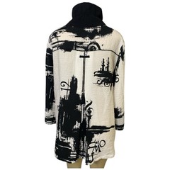 Moonlight Y & S Fashion Abstract Print Button Shirt Top Black White Lagenlook XL
