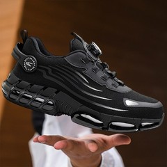 New Men Light Breathable Work Shoes Indestructible Rotary Buckle safety Shoes