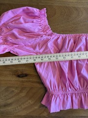 Pink Puff Sleeve Crop Top Peplum Smocked Blouse Shein size Small