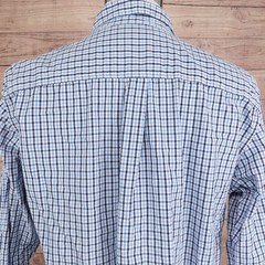 Chaps Shirt Custom Fit Mens L Blue Check Long Sleeve Button Down Cotton Casual