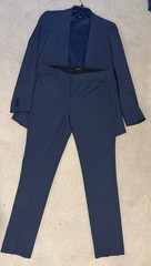 Theory Women’s Blue Wool 2-Piece Pant Suit Set, Lined Notch Lapel, Size 4