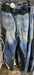 Random Vintage Upcycled Patchwork Flannel Jeans Recycled Mixed Colours Unisex