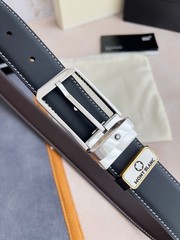 Montblanc Reversible Leather Belt Silver Pin Buckle Men’s Dress Belt-90CM