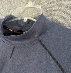 Spyder Active Mock Neck Shirt Mens Large Blue Black Long Sleeve Athletic