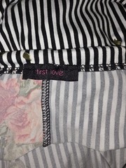 First Love Womens XXL Sleeveless Tank Top Black And White Stripe And Floral