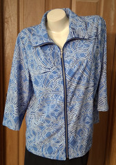 Weekends by Chico’s Blue Zippered Jacket Bracelet Sleeves Misses Size 2 (reg 12)