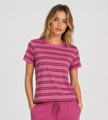 NWT Victoria’s Secret PINK Dreamer Cotton Tee Strips Pink Size M