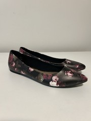 Christian Siriano Women’s Black Pink Floral Slip-On Ballet Flats Pointed Toe 9