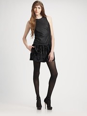 $1.000+ 2 S Theory Effiaria Black Leather Goat Fur skirt suede Sleeveless dress