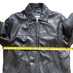 Wilsons Leather Pelle Studio Men Black Leather Bomber Jacket Coat Medium Vintage