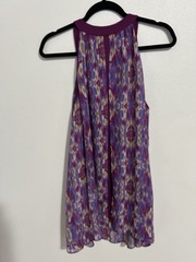 Jaclyn Smith Multi Color Beaded Top Chiffon Purple Size Large Exc Condition