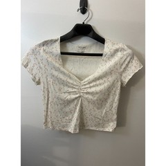 Arizona Juniors Floral White Crop Top Shirt Size L