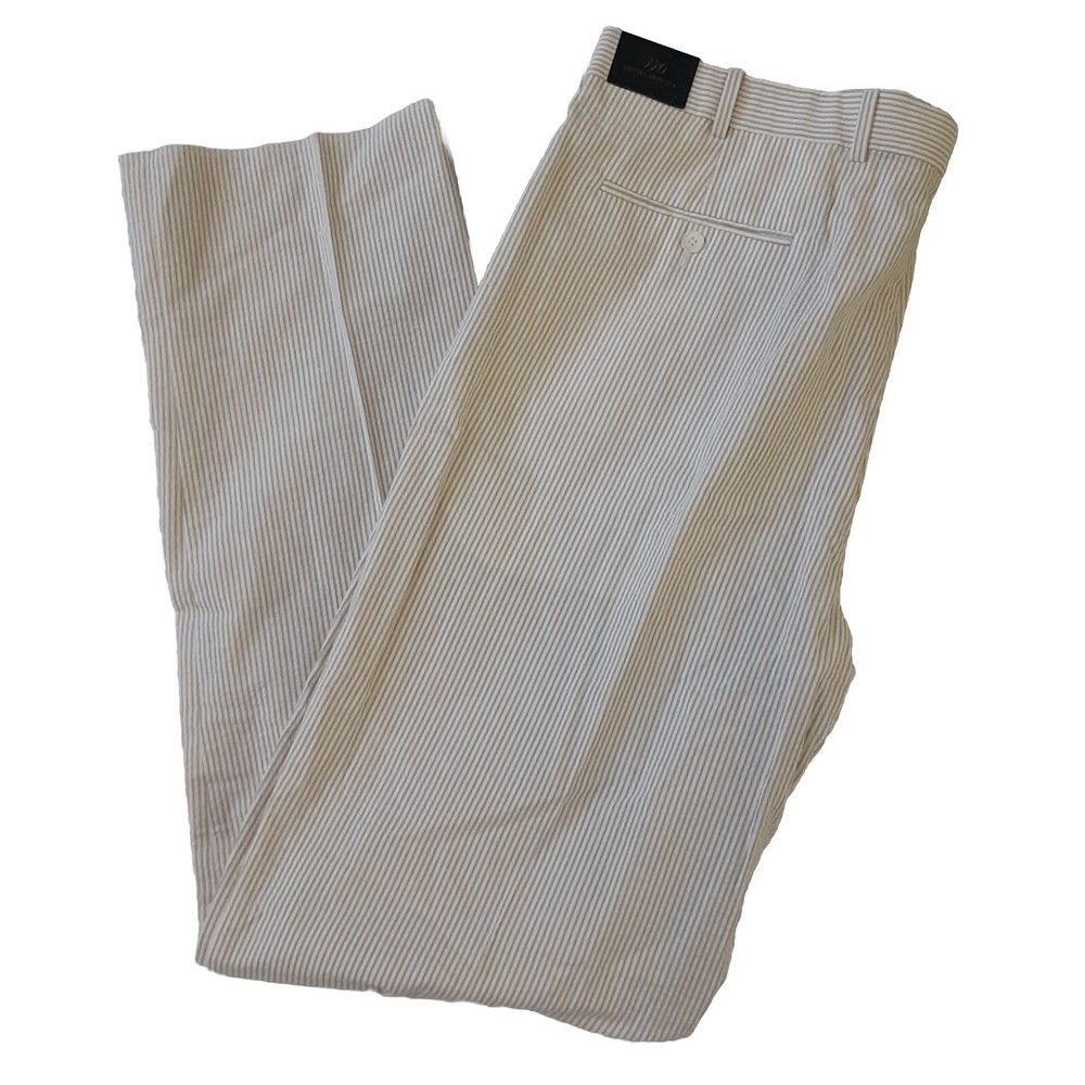 Brooks Brothers 346 Beige Pant Mens 41W Seersucker Striped Unfinished New