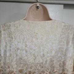 Chico’s Size 0 (S) Ivory Poly Blend Multi Patterned V-neck 3/4 Sleeve Knit Top