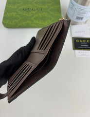 GG Monogram Canvas Leather Zip Coin Card Wallet Small Compact New
