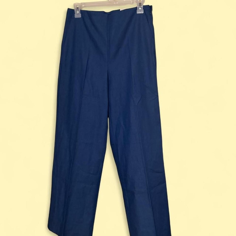 Ann Taylor Wide Leg Trousers Cobalt Blue Side Zip Pleated Dress Pants NWT 4