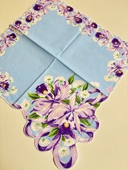 Stunning New LuRay Purple IRIS Handkerchief Hankie With Lovely Scalloped Border