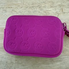Michael Kors Camera Phone Bag Hot Pink Wrist Strap Zipper Close Zinnia