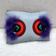 Fendi Monster Blue Leather Clutch Bag Second-Hand Japan 0610719