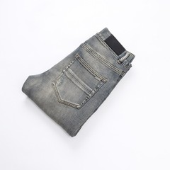 Men’s Ripped Elastic Slim fit Jeans, Retro Classic High Quality Gray Blue Pants