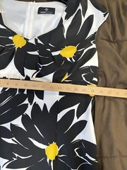 Women’s Size 12 White W/Black Yellow Floral Sheath Dress Sleeveless Ronni Nicole