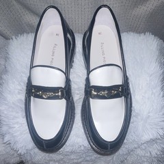 Filling Pieces Women’s Leather Loafer Flats Colorblock Chain Slip-On US 8