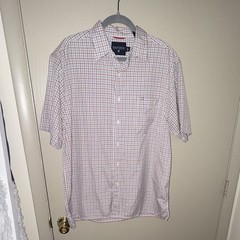 Nautica Jeans Company Men’s L Plaid Multi-Color Short Sleeve Pocket Button-Up