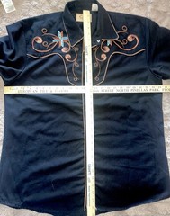 SCULLY Vintage Diamond Pearl Snap Embroidered Western Shirt L Star Scrolls EUC