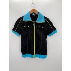 Zumba Fitness Womens M Black Neon Blue Yellow Short Sleeve Windbreaker