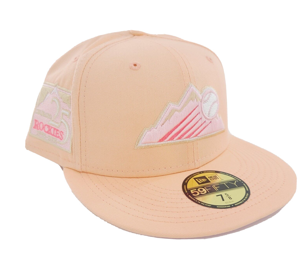 Colorado Rockies New Era Peaches & Cream Fitted Hat 25 Year Side Patch 7 5/8