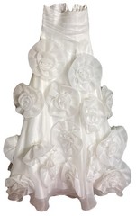 Terani P717 10 White Strapless Prom Quinceañera Gown Dress Foral Appliqués New.