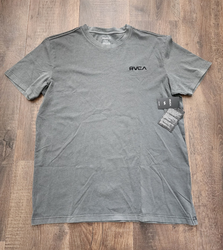 RVCA Men’s Logo T-Shirt Gray Solid Short Sleeve Crew Neck Regular Size S