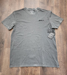 RVCA Men’s Logo T-Shirt Gray Solid Short Sleeve Crew Neck Regular Size S