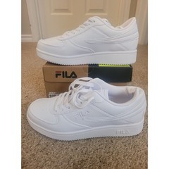 FILA A-Low Women’s Sneakers Size 7.5 Triple White Casual Court Shoes NIB
