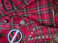 VTG DIY Plaid Vest Shirt SMALL: CRUST PUNK ROCK METAL Y2K BIKER MOTO THRASHED