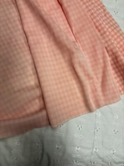 Vintage 1970s Duster House Coat Robe Dress PINK Gingham Unfinished or (Fabric)