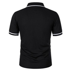 Men’s Short Sleeve Polo Shirt, Solid Color Casual T-Shirt with Pockets