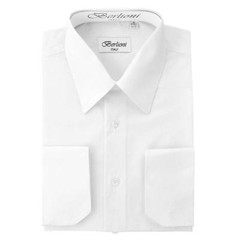 Berlioni Italy Men’s Premium French Convertible Cuff Solid Dress Shirt White