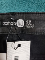 Boohoo Jeans Size 12 Womens Black Stretch Pants Faux Leather Straight NWT