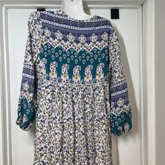 NWT R Vivimos Floral Midi Dress Women M 8/10 Bohemian Tassel Peasant Long Sleeve