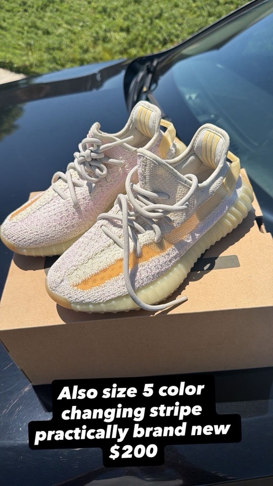 adidas Yeezy Boost 350 V2 Light Beige Orange Low Top Lace-Up Sneakers