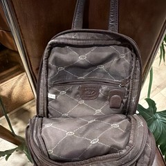 Derek Alexander Brown Small Pebbled Backpack Zip Closure Silver Hardware